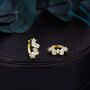 Baguette Cz Cluster Huggie Hoop In Sterling Silver, thumbnail 2 of 12