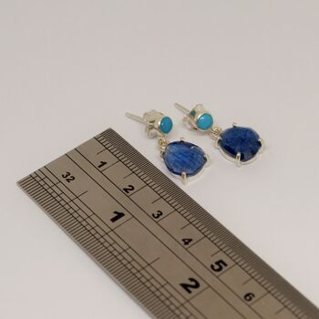 Turquoise Sapphire Silver Earrings, 3 of 6