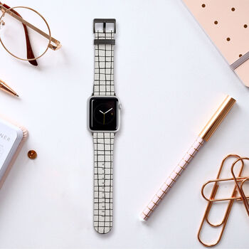 Black Grid Vegan Leather Apple Watch Band, 6 of 6