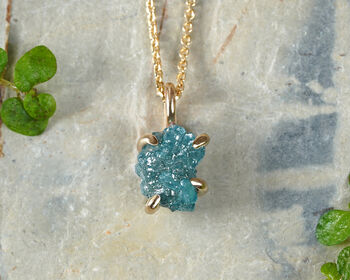 Natural Rough Blue Diamond Necklace In 14k Yellow Gold, 2 of 4