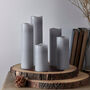 Set Of Five Grey Slim LED Pillar Candles, thumbnail 4 of 4