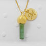 Green Tourmaline Pendant And Initial Necklace, thumbnail 1 of 4