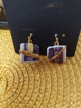 Purple Tones Kintsugi Drop Earrings, 2 of 2