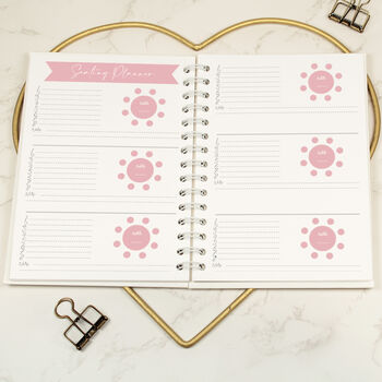 Pink And Gold Marble Wedding Planner Hardback Notebook, 3 of 6