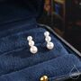 Sterling Silver Natural Pearl Trio Stud Earrings, thumbnail 1 of 11