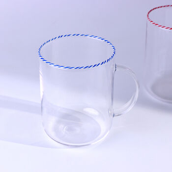 G Decor The Twist Rim Handcrafted Glassware Collection Tea Cups And Coffee Mugs In Red, Blue And Green, 4 of 6