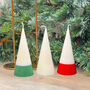 Minimalist Two Tone White Christmas Cone Pillar Candle, thumbnail 2 of 7