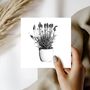 Hand Drawn Lavender Garden Flower Greeting Card, thumbnail 1 of 6
