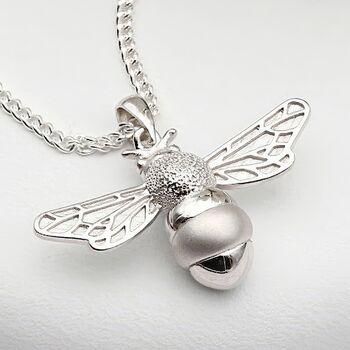 Personalised Chunky Sterling Silver Bumble Bee Necklace, 3 of 12