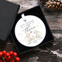 Personalised First Christmas As A Family Of Three Christmas Bauble, thumbnail 5 of 6