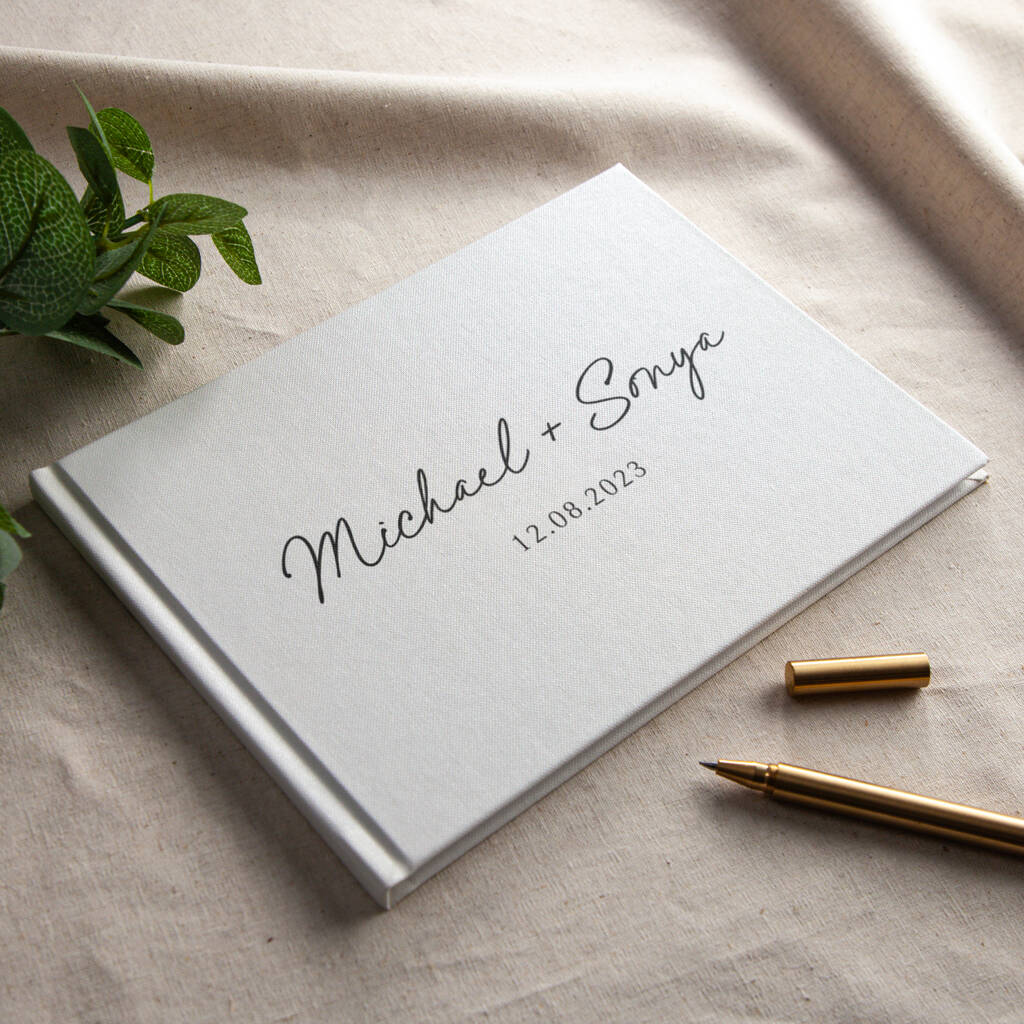 Modern Minimal Names And Date Wedding Guest Book