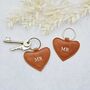 Mr And Mr Same Sex Couple Leather Heart Keyring Set, thumbnail 1 of 4