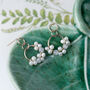 Delicate Floral Drop Earrings With Pearls, thumbnail 6 of 10