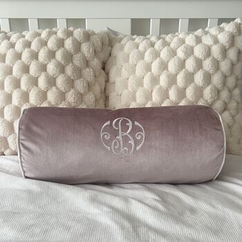 Personalised Pink Initial Bolster Cushion, 2 of 3