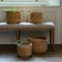 Neutral Round Basket With Jute Handles, thumbnail 1 of 3