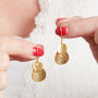 Hammered Gold Plated Silver Disc Dangly Earrings, thumbnail 5 of 8