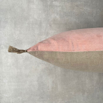 The Velvet And Linen Cushion Pale Pink, 2 of 7