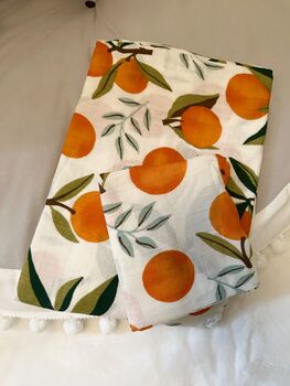 New Baby Gift, Extra Large Orange Print Baby Muslin, 3 of 4