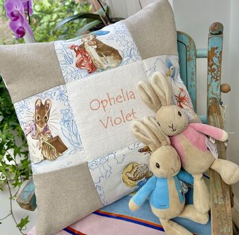 Beatrix Potter© Patchwork Name Cushion, 2 of 7