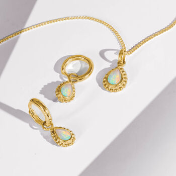 October Birthstone Opal Gold Plated Necklace, 4 of 12