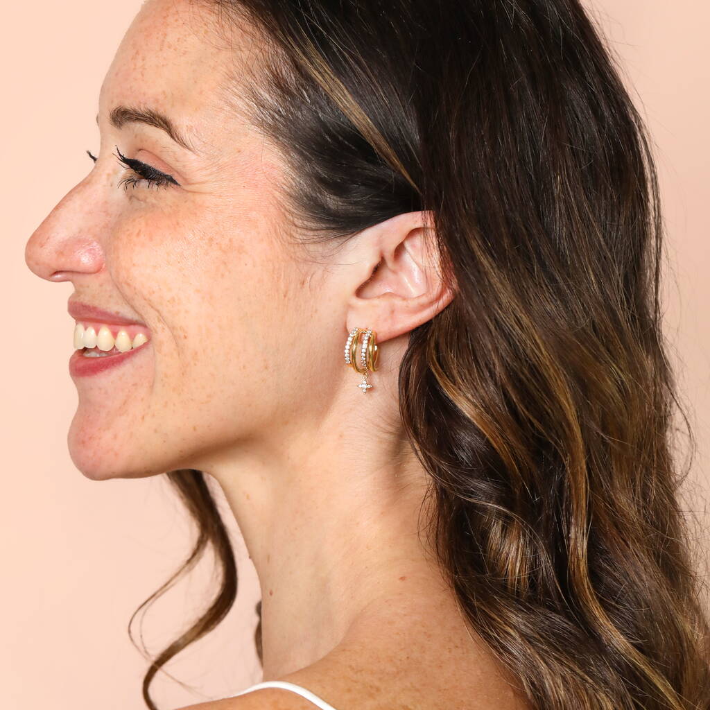 Crystal Illusion Hoop Earrings With Star Drop, 1 of 3