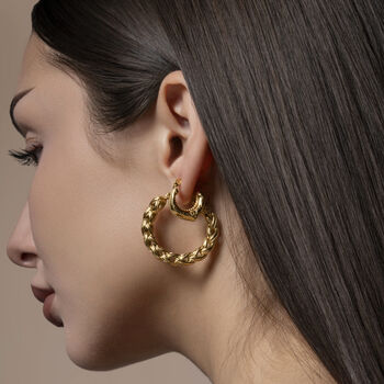 Filigree Boho Small Gold Hoops, 3 of 11