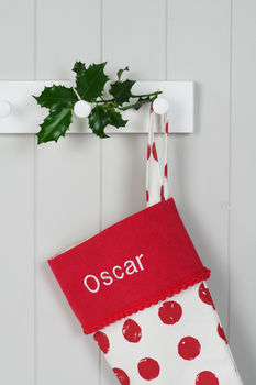 Luxury Red Spot Personalised Christmas Santa Stocking, 2 of 10