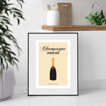 Personalised 'Champagne Spoken Here' Print, 2 of 6
