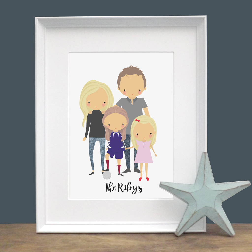 Illustrated Personalised Family Portrait By Bells Scambler ...