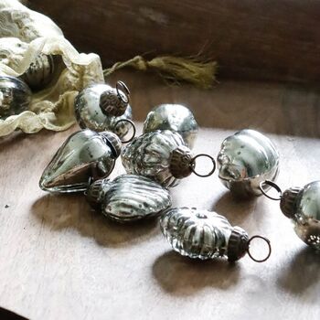 Small Aged Silver Glass Baubles, 3 of 3