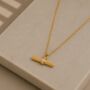 Ribbed T Bar 18k Gold Plated Necklace, thumbnail 1 of 2