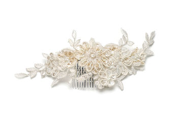 Champagne Lace Vine Bridal Hair Comb 'Lerryn', 2 of 8