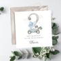 Race Car 2nd Birthday Card, Blue Birthday Card For Son, Nephew,Grandson Any Relationship, thumbnail 1 of 6