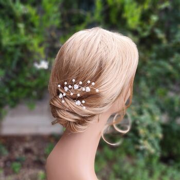 Set Of Five Pearl Flower Bridal Hair Pins, 5 of 12