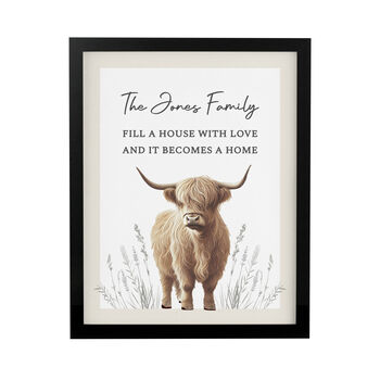 Personalised Highland Cow Black Poster Frame, 4 of 4