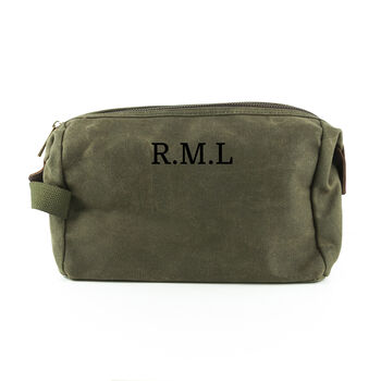 Personalised Men’s Vintage Waxed Canvas Wash Bag, 8 of 9