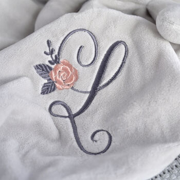 Personalised Grey Elephant Baby Comforter With Initial, 2 of 7