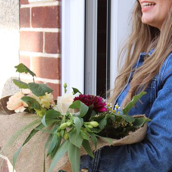 Seasonal Fresh Flowers In Coffee Sack Wrap, 7 of 8