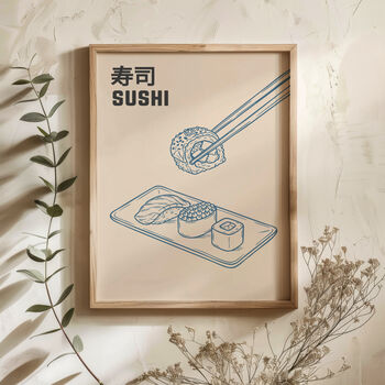 Sushi Japanese Food Art Print | Minimalist Kitchen Wall Decor, 7 of 8