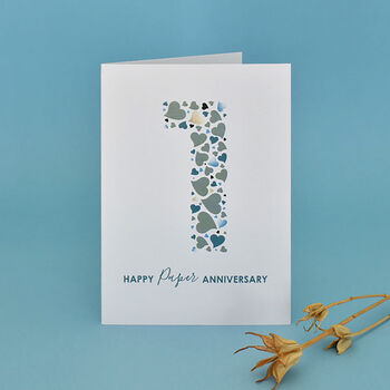 Love Hearts Paper 1st Anniversary Card, 3 of 6