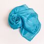 100% Mulberry Silk Scarf, Sea Blue, Turquoise Blue, thumbnail 7 of 8
