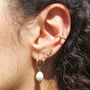 Small Diamond Huggie Minimalist Hoop Earrings, thumbnail 3 of 6