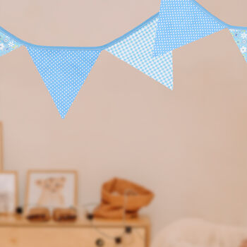 G Decor Blue And White Patterned Cloth Bunting, 4 of 8