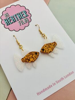 Sparkly Guppy Fish Earrings / Gift For Fish Keepers / Sparkly Fish Earrings, 9 of 10
