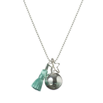 Bola Chime Pregnancy Necklace With Tassel And Star, 3 of 7
