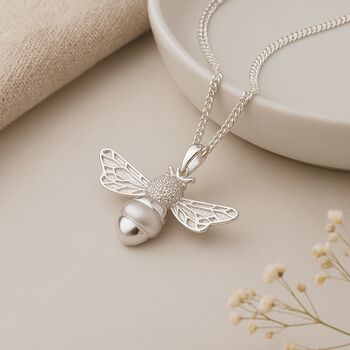 Personalised Chunky Sterling Silver Bumble Bee Necklace, 5 of 12