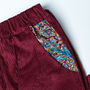 Men's Dark Pink Corduroy Rolled Hem Cropped Trousers, thumbnail 2 of 3
