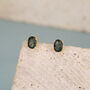 Sterling Silver Moss Agate 5x7mm Oval Stud Earrings, thumbnail 5 of 12