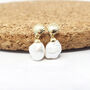 Gold Plated Natural Keshi Pearl Drop Modern Earrings, thumbnail 1 of 5