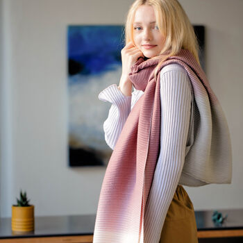 Pleated Cashmere Blend Ombre Scarf, 4 of 10